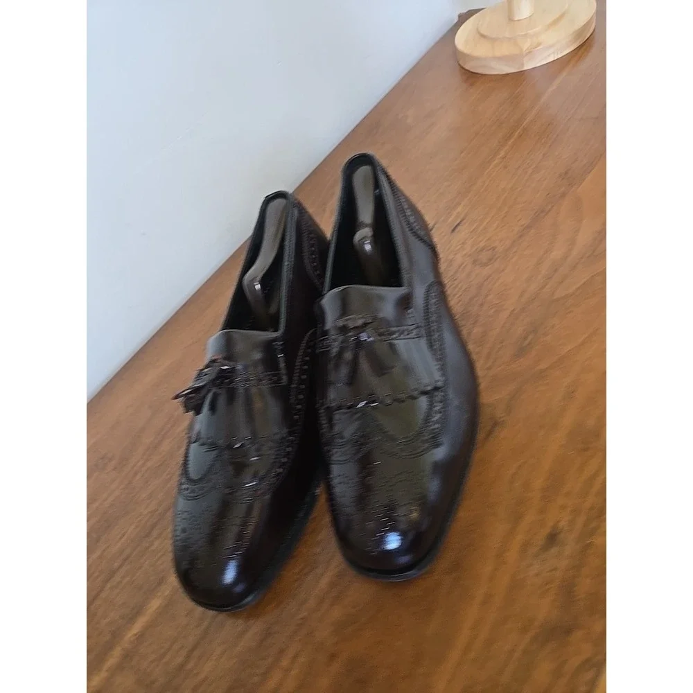 Florsheim Imperial Wingtip Kiltie Tassel Loafers Burgundy Brown 8.5 3E EEE